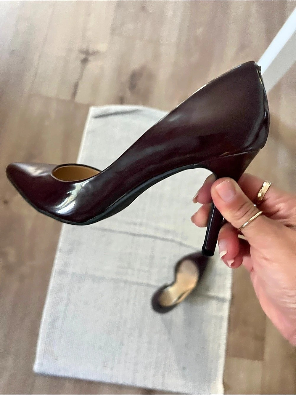 Burgundy Jessica Simpson Lovvey D'Orsay Pointed Toe Pump Heels in Brown